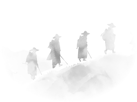 Ink painting of making a pilgrimage