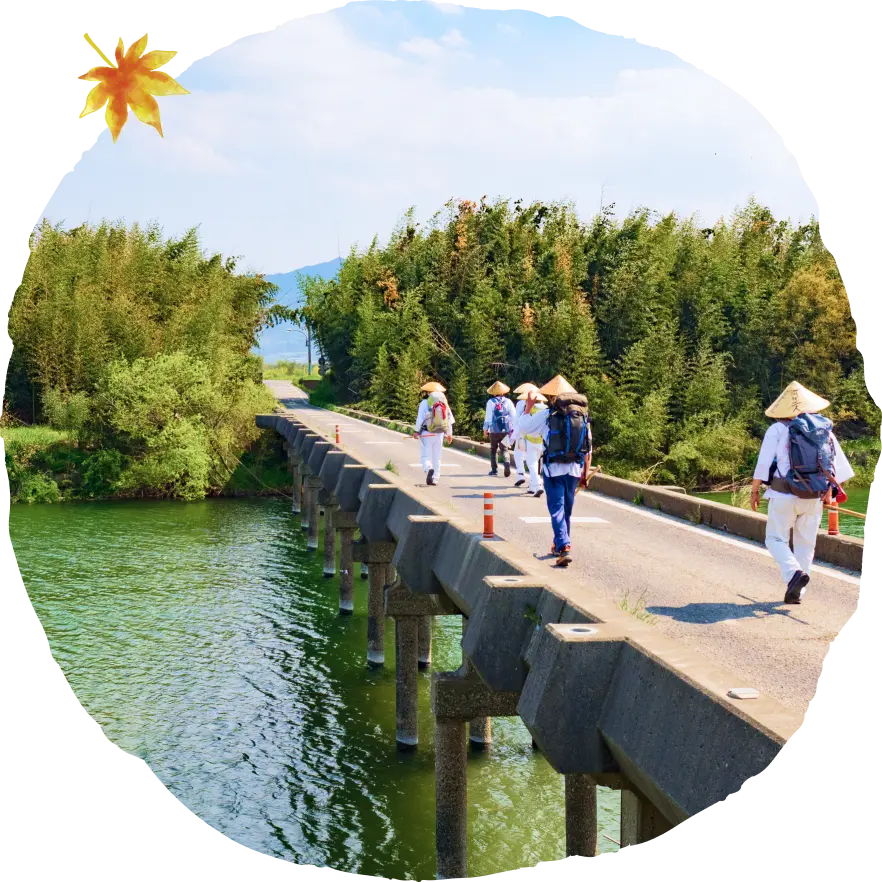 People crossing the bridge